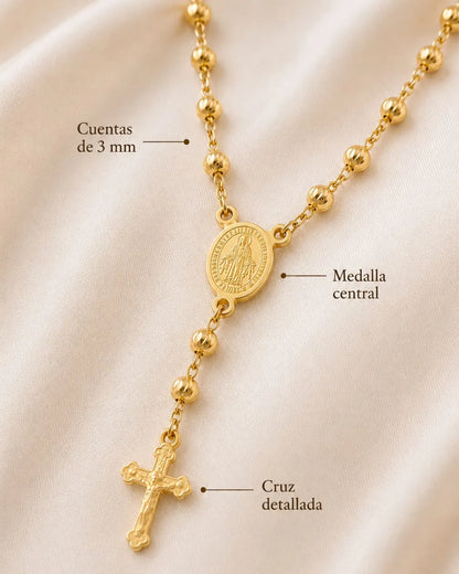 Camándula para mujer bañada en oro de 18K