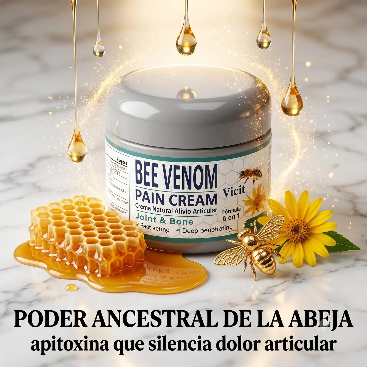 Bee Venom Crema — Alivio Natural del Dolor Articular · Fórmula 6 en 1